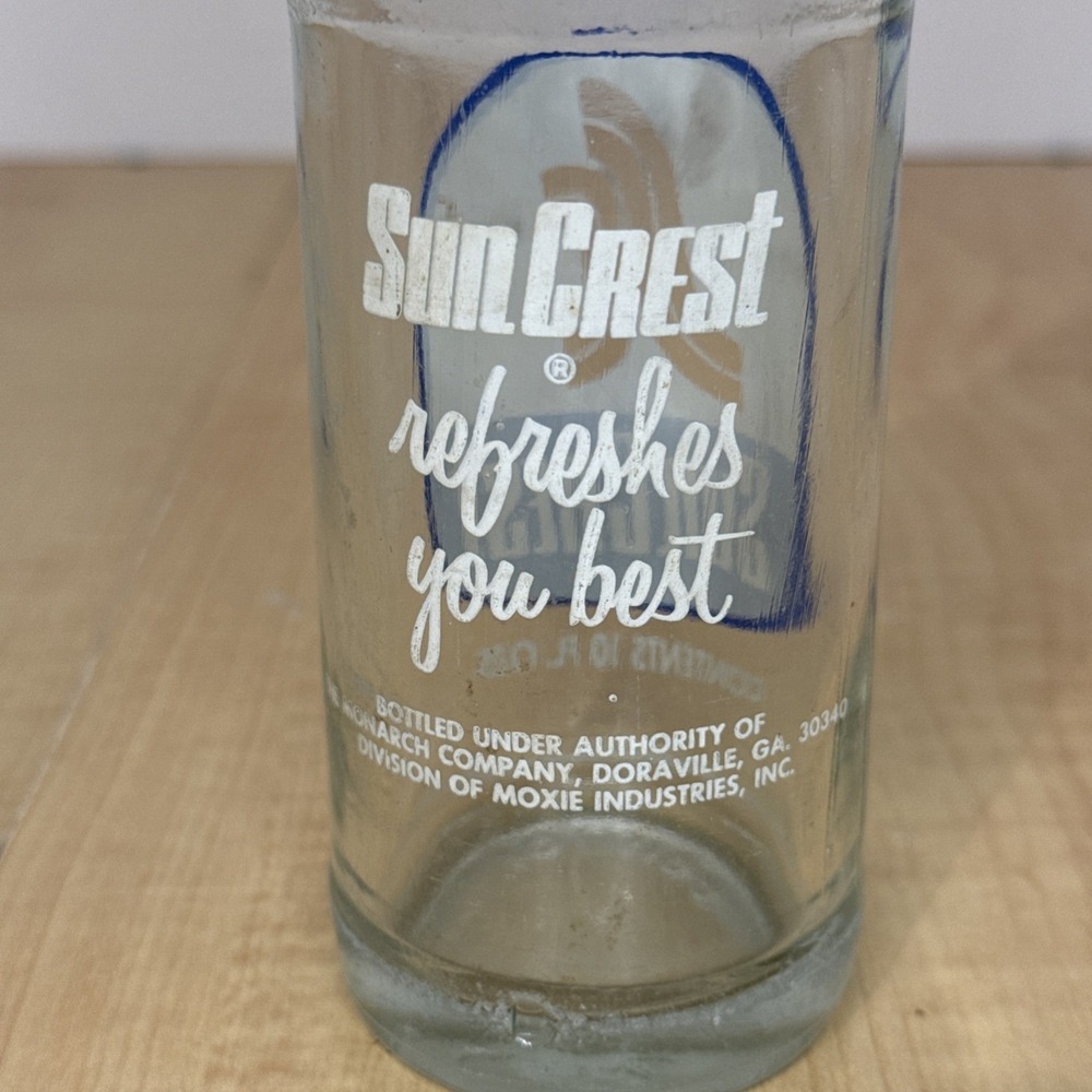 Vintage 1970s-80s SunCrest 10oz ACL Soda Bottle Doraville GA Pebbled - Picture 3 of 6